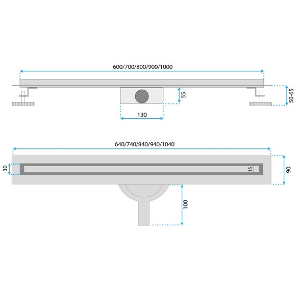 Odpływ NEOX SLIM PRO 900 Stal Szczotkowana