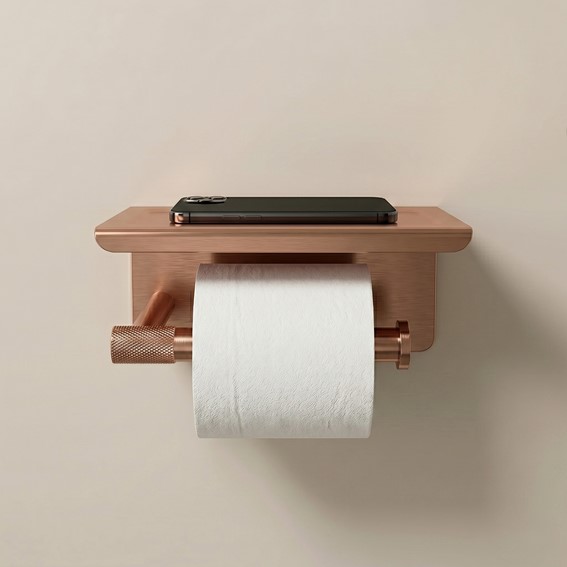 Uchwyt na Papier Toaletowy z Półką 6613 MODERN Miedź Szczotkowana