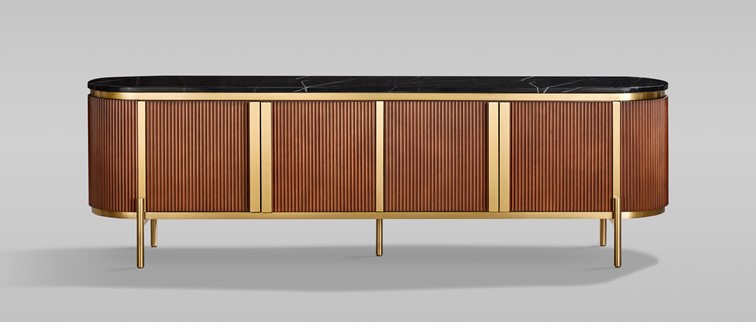 Komoda RTV STILIG ST382D Złoty/Brązowy/Czarny