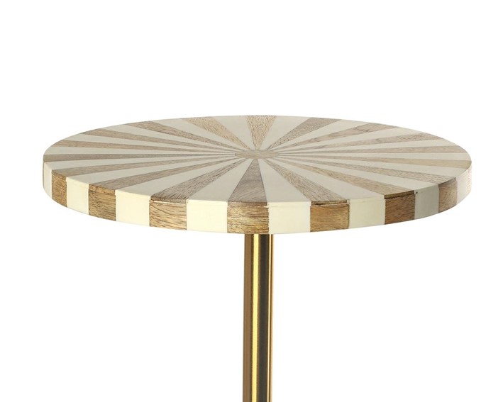 Stolik DOMERO CIRQUE Fi25cm Biało/Złoty