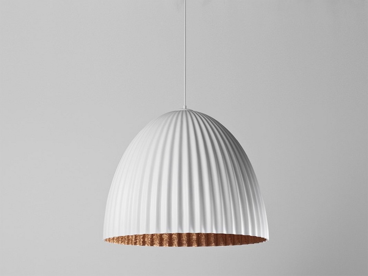 Lampa Wisząca Plissart L 70x60x130 Biały/Miedziany