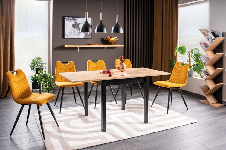 Stół Rozkładany FLIP (80-160)x80 Czarny/Dąb Artisan