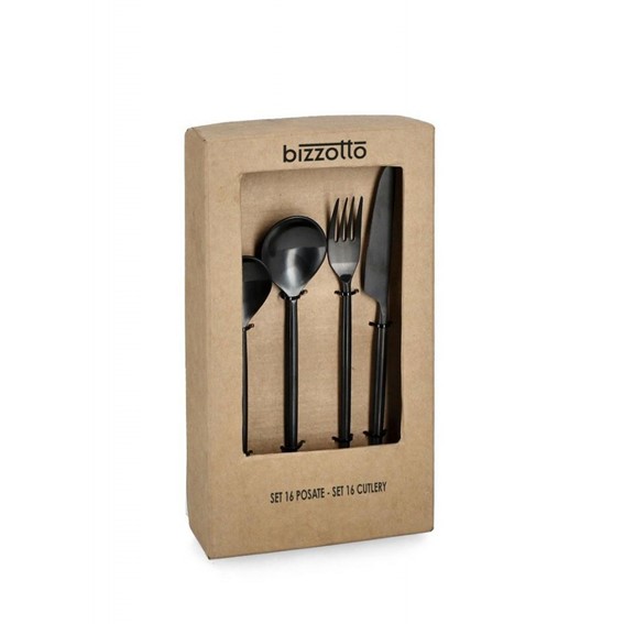 Zestaw Sztućców BRONTE SATIN BLACK 16 szt. Czarny