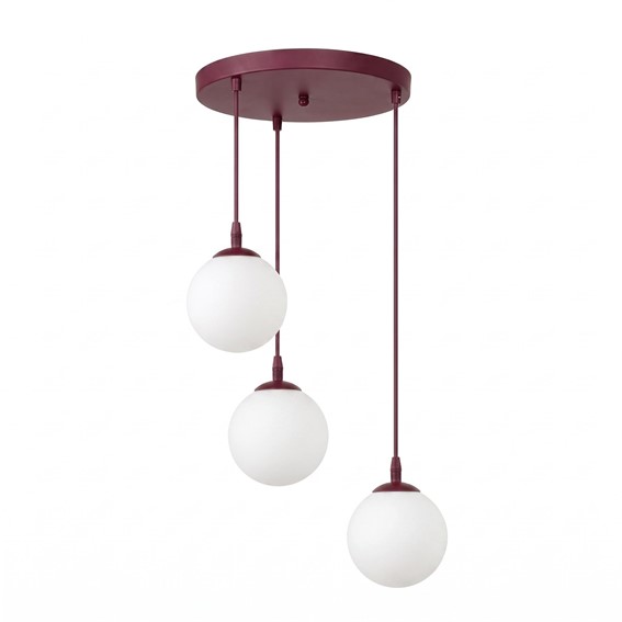 Lampa Wisząca COSMO 3PREM Burgundowy/Opal