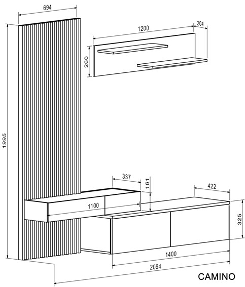 Zestaw Mebli CAMINO Dąb Artisan/Czarny