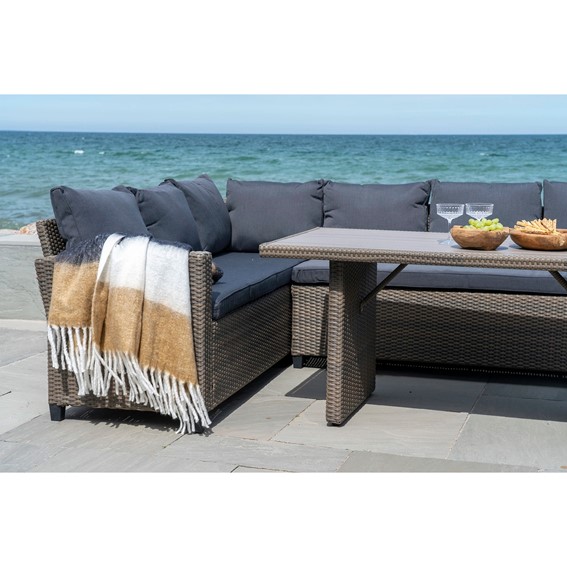 Koc Wełniany SINTRA w Kratkę 130x170cm Czarny/Brązowy/Biały