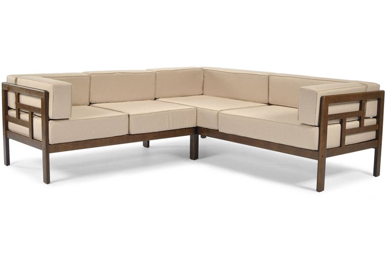 Narożnik Ogrodowy EDEN 6 Osobowy Brązowy/Beżowy