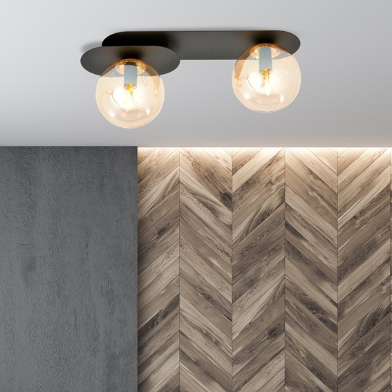 Lampa Sufitowa PLAZA 2 Czarny/Miodowy