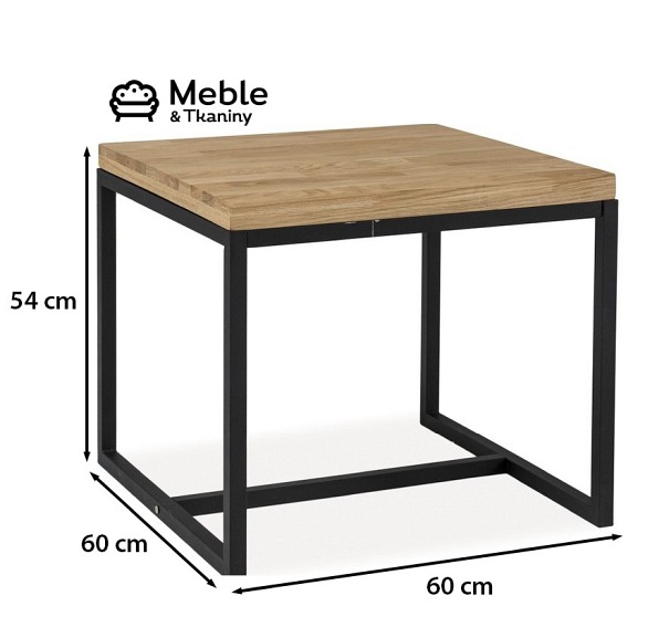 Ława LORAS C  60x60 Okleina Naturalna Dąb/Czarny