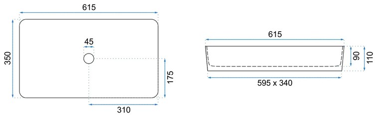 Umywalka Nablatowa DENIS EDGE Biały