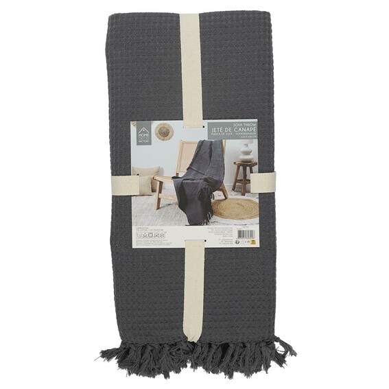 Narzuta na Łóżko Waflowana 120x150cm Grafitowy