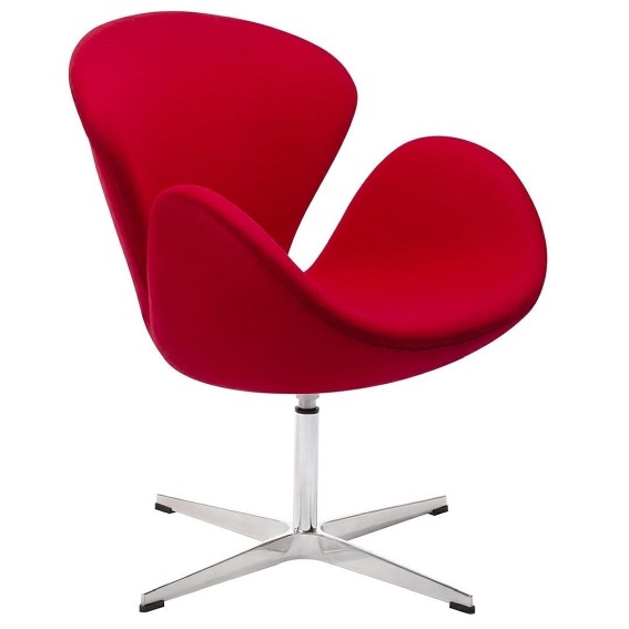 Fotel Swan Wool Premium 68x72x76 Czerwony