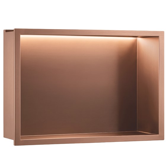 Półka Łazienkowa Wnękowa LED 30x45cm Miedź Szczotkowana