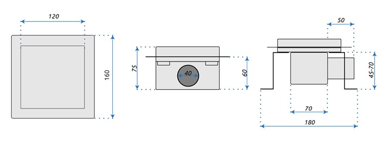 Odpływ LINE 120X120 Stal Szczotkowana