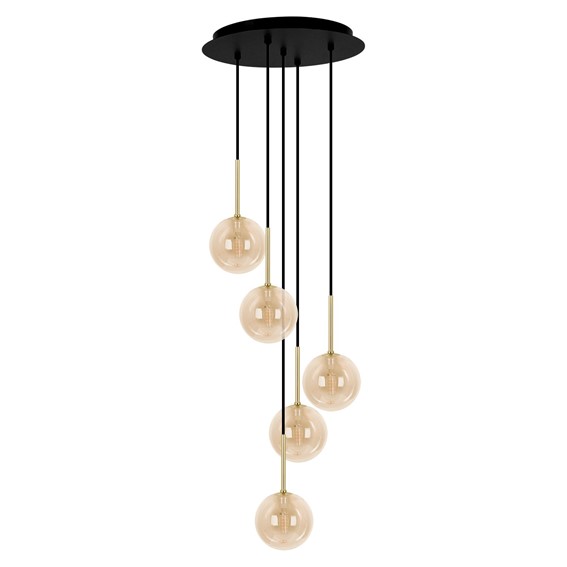 Lampa Wisząca GALAXY K-5561 Czarny/Złoty/Bursztynowy