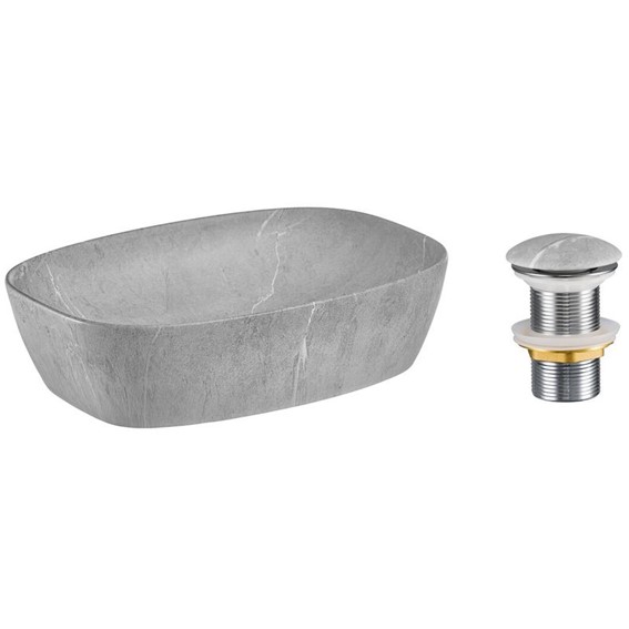 Zestaw Umywalkowy z Korkiem Click-Clack ANNA Szary