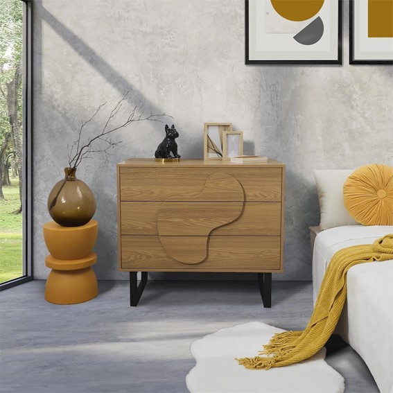 Komoda CALYPSO z 3 Szufladami Dąb/Czarny