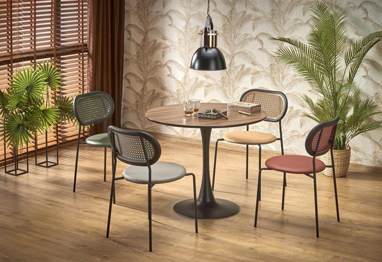 Stół Okrągły OLMO fi90 Czarny/Orzech