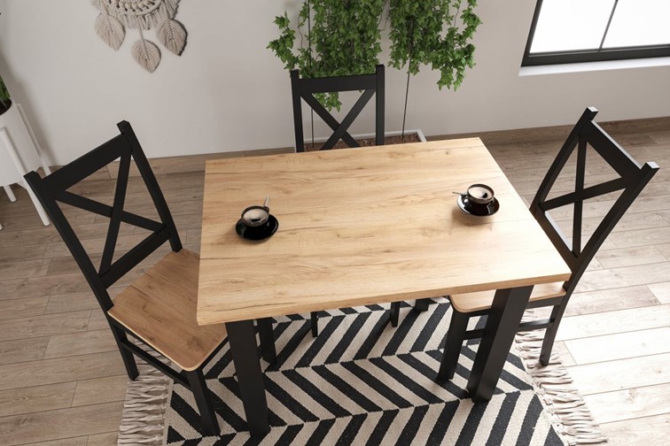 Stół MONTE 70x100 Dąb Złoty Craft/Czarny