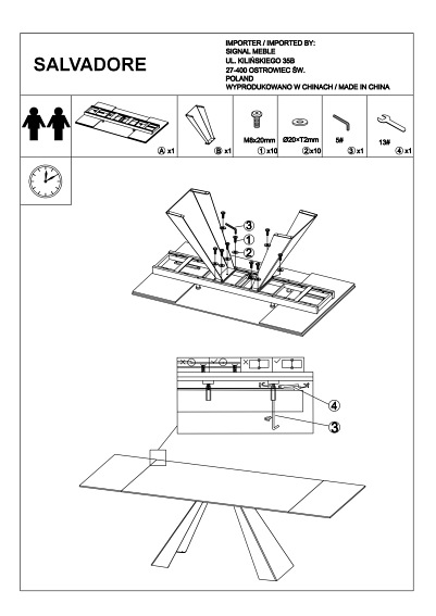 Stół Rozkładany SALVADORE (160-240)x90 Czarny Mat