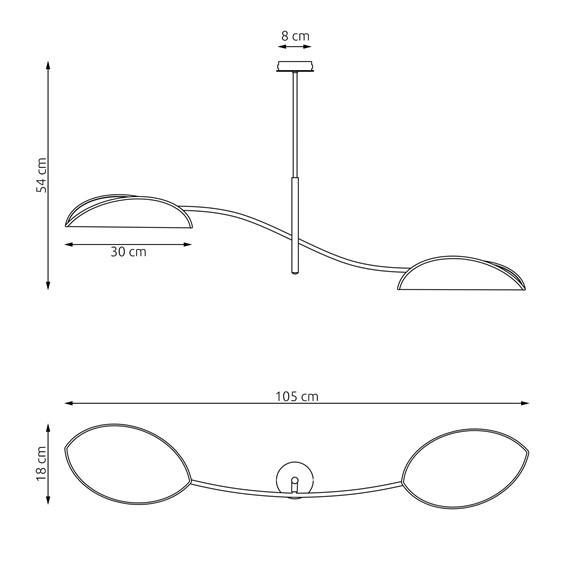 Lampa Sufitowa LOTUS 2 Czarny/Pomarańczowy