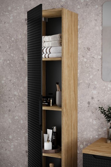 Szafka Wysoka LUXOR Dąb Olejowany/Czarny Mat