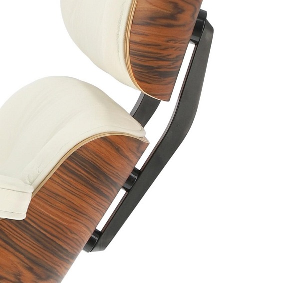 Fotel z Podnóżkiem VIP 54x82x85 Biały/Rosewood/Srebrna Baza