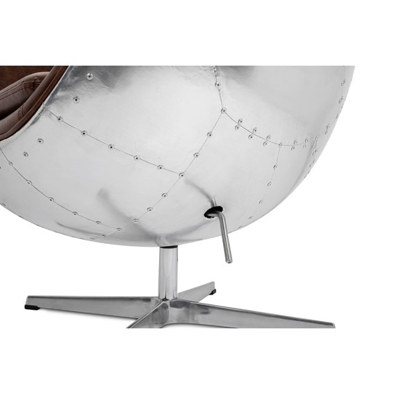 Fotel EGG AVIATOR PU Brązowy/Srebrny