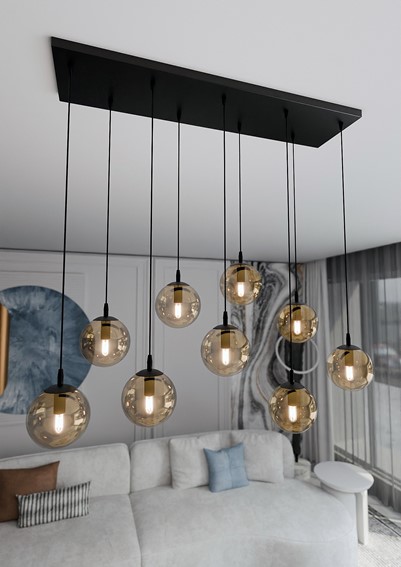 Lampa Wisząca COSMO 9 Czarny/Miodowy