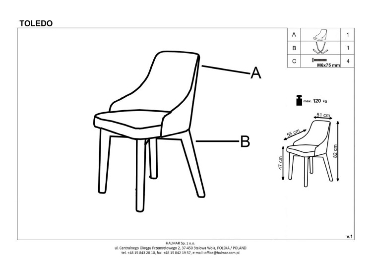 Krzesło TOLEDO Dąb Sonoma Inari 91