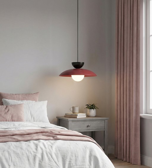 Lampa Wisząca MULAN 1 Burgundowy/Czarny