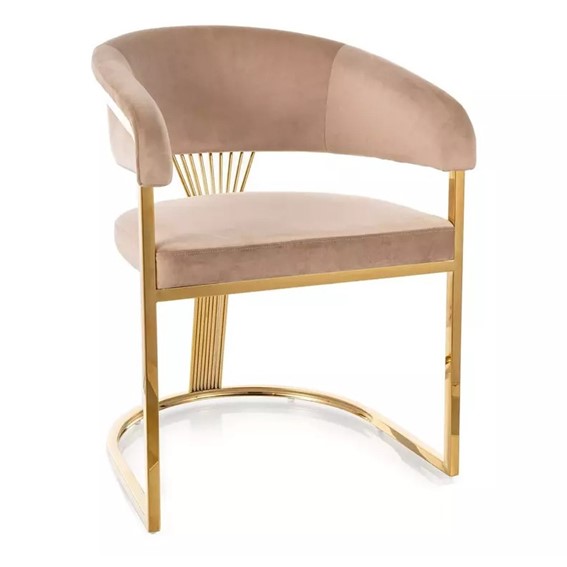 Krzesło CROWN Velvet Beżowy/Złoty