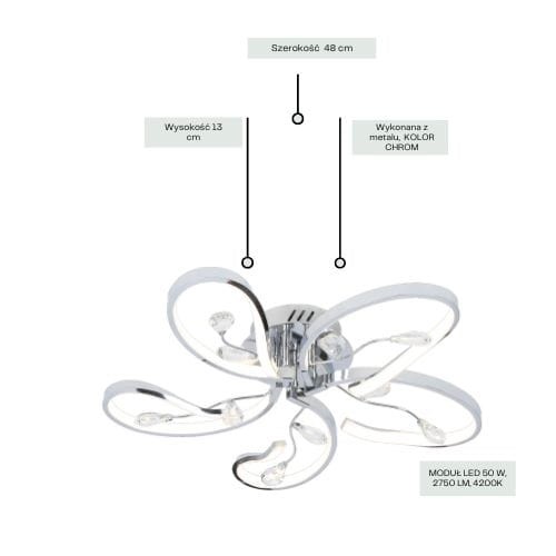 Lampa Sufitowa NATALIE 5 Chromowany