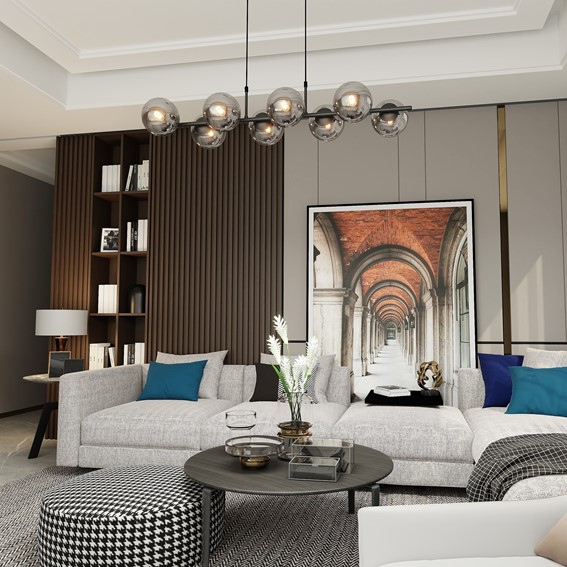 Lampa Wisząca RORY 8 Czarny/Grafitowy