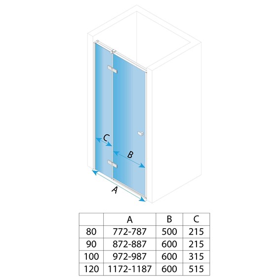 Drzwi Prysznicowe ATLAS 100 L Chrom
