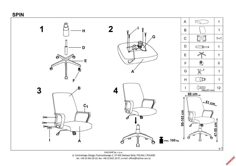Fotel Obrotowy SPIN 2 Biały/Jasny Popiel