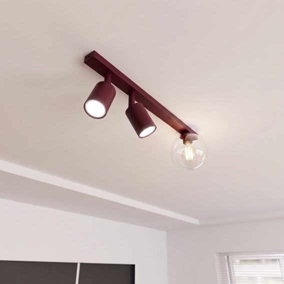 Lampa Sufitowa BASTER 3 Burgundowy/Transparentny
