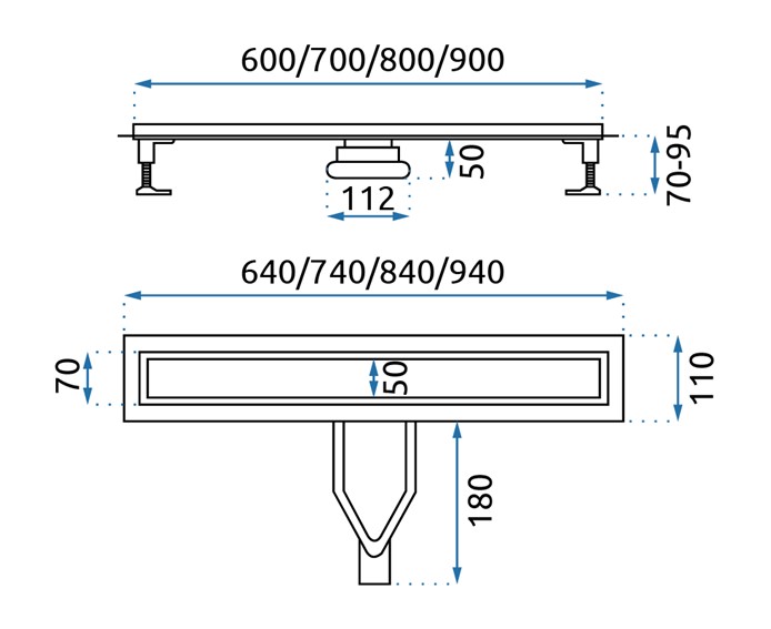 Odpływ NEOX SUPERFLOW 900 Stal Szczotkowana