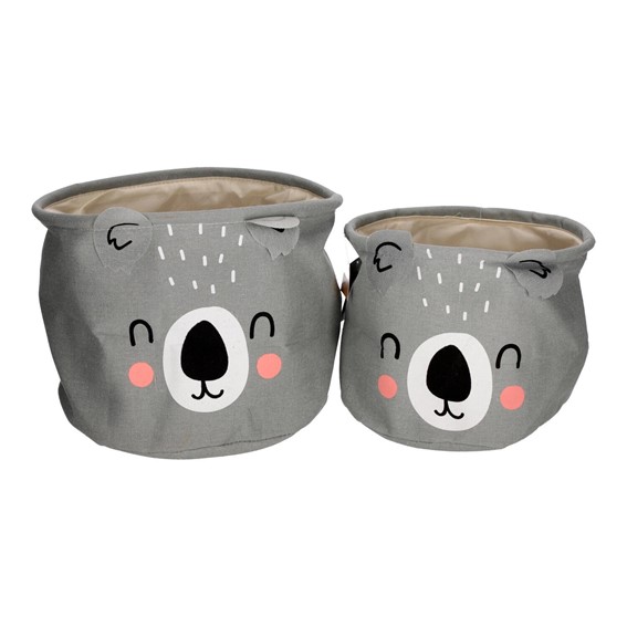 Zestaw 2 Koszy KOALA z Tkaniny Szary