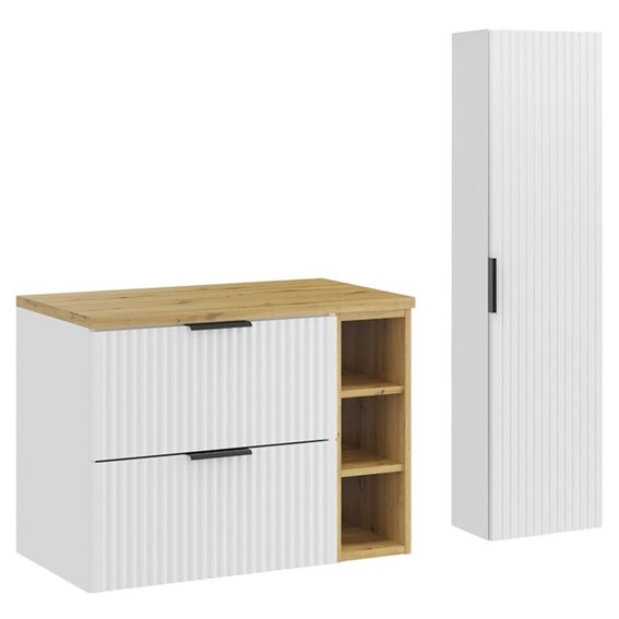 Zestaw Meblowy 80cm Biały Mat/Dąb Artisan