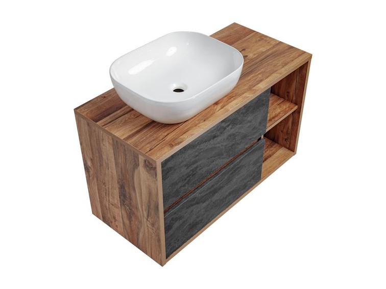 Zestaw HAC B UN. 6254 100cm (Szafka + Umywalka) Beton/Dąb