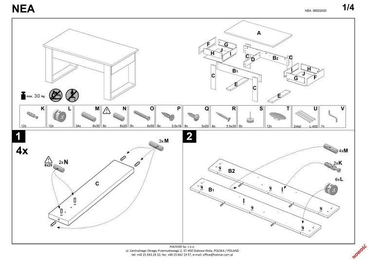 Ława NEA Ciemny Orzech