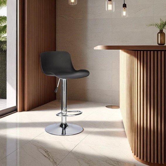 Stołek Barowy INGE Czarny/Chrom
