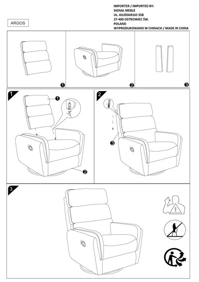 Fotel Rozkładany ARGOS Raven Szary