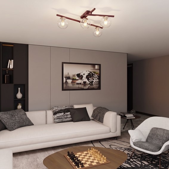 Lampa Sufitowa SMART 4 Burgundowy/Transparentny