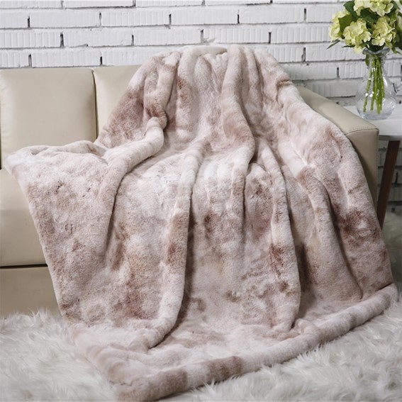 Koc FURRY 140x200cm Brązowy/Kremowy