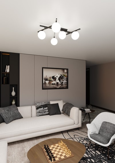 Lampa Sufitowa SMART 5 Czarny/Opal