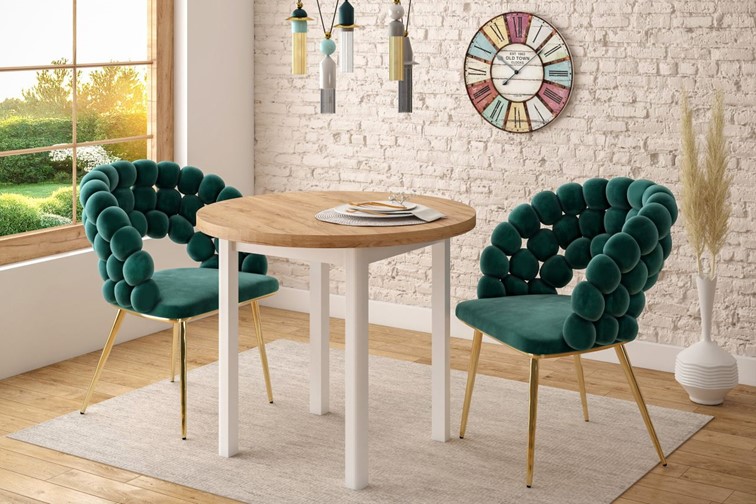 Stół ST24-FX fi90 Dąb Craft Złoty/Biały