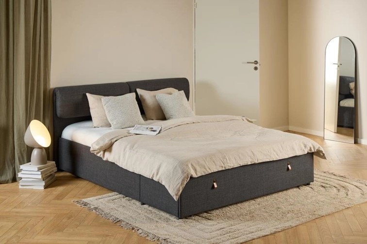 Łóżko Tapicerowane CALVI 160x200 cm z Szufladami Szary