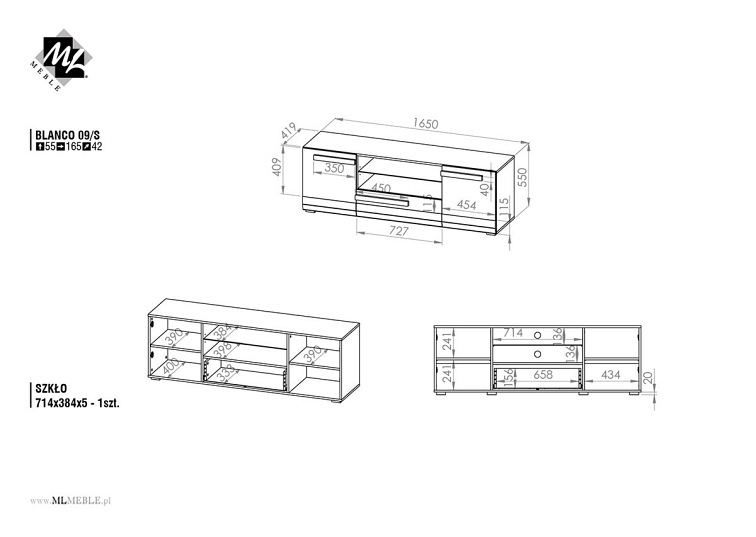 Szafka RTV BLANCO 09 Sosna Śnieżna